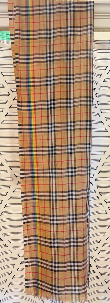 silk 2018 plaid Christopher Bailey rainbow check scarf