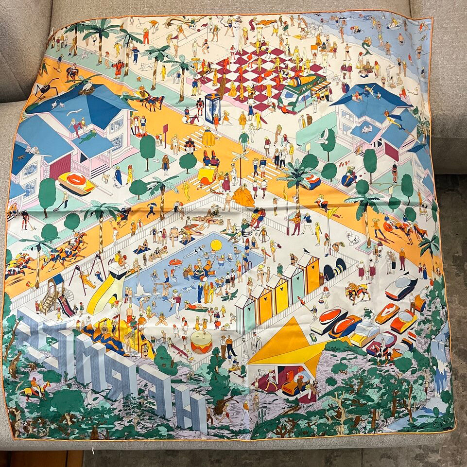 Hermes On the Beach Carre' 90 Silk scarf