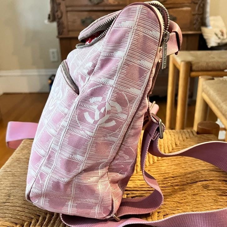 Travel Line Nylon Backpack in Pink