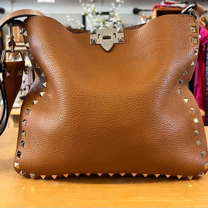 Valentino Garavani Rockstud Pebbled Hobo