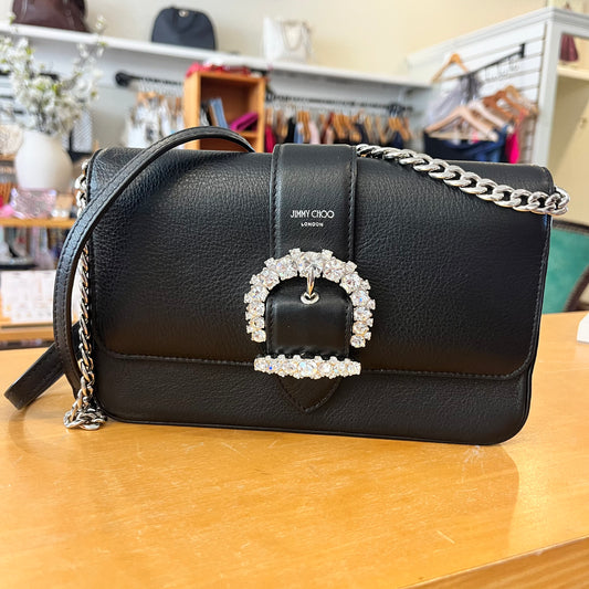 Jimmy Choo Cheri evening bag with rhinestones.