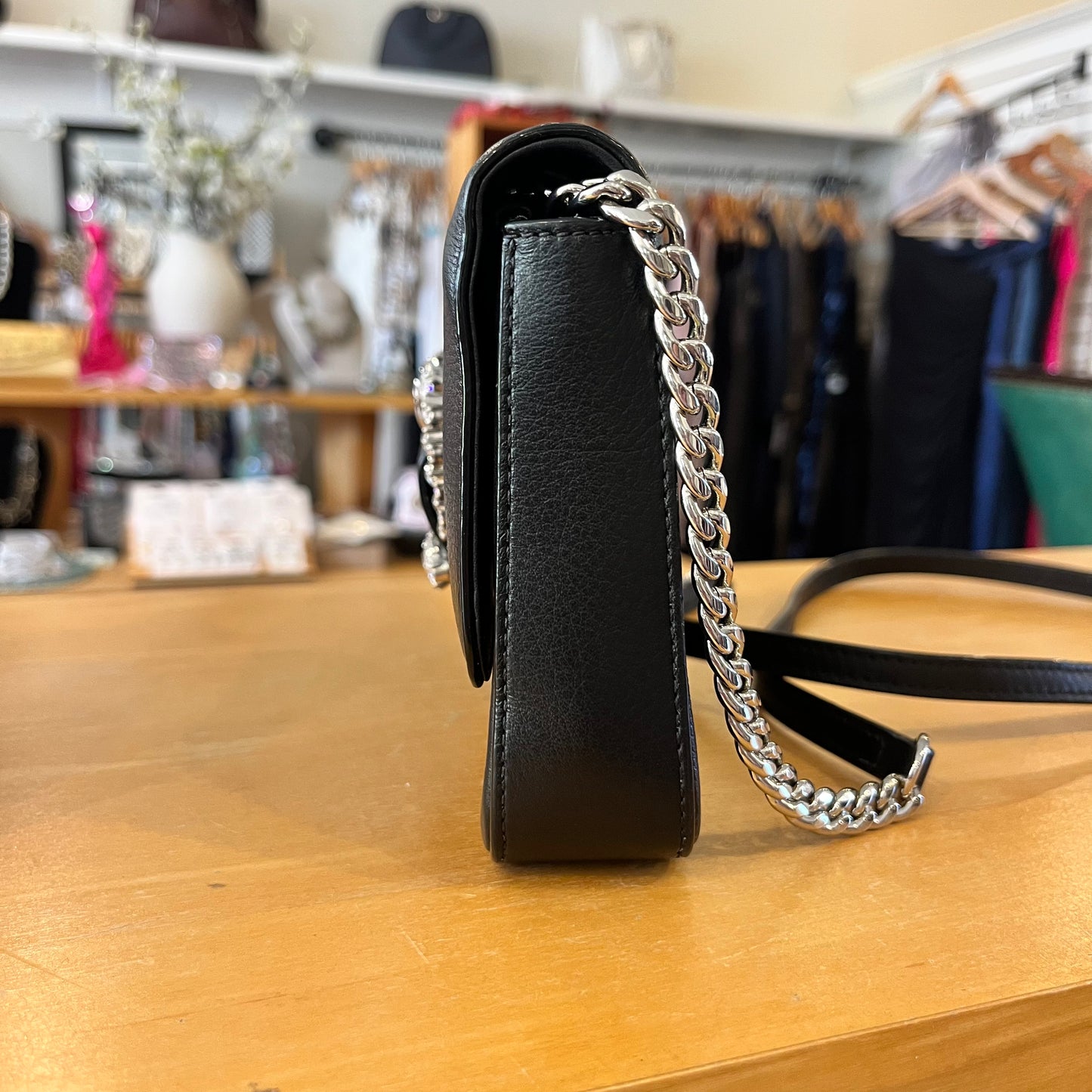 Jimmy Choo Cheri evening bag with rhinestones.